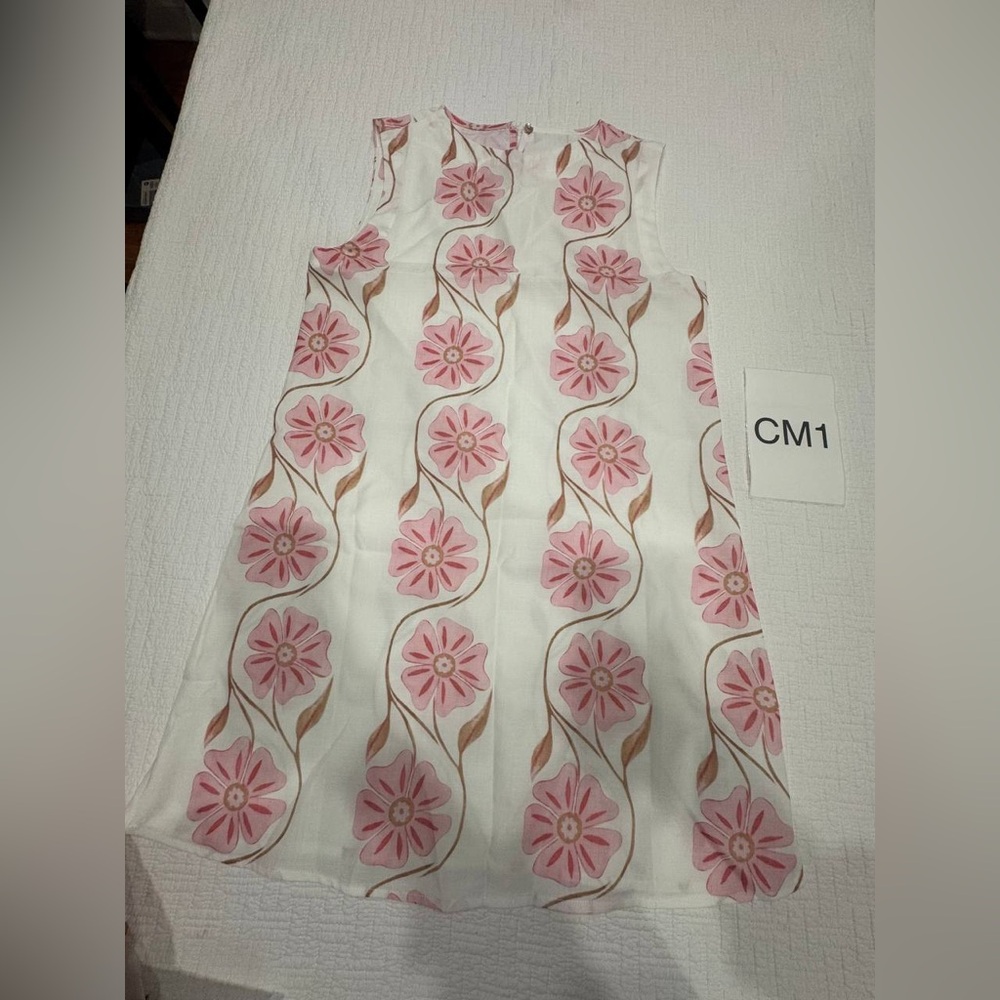 NWT Commense Romantic Floral Print Short Dress Sz M White/Pink (CM1) - Picture 6 of 10